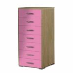 Συρταριέρα παιδική 7 συρτ.60cm δρυς-ροζ