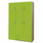 Παιδική ντουλάπα τρίφυλλη με πατάρι 110cm δρυς-λαχανί