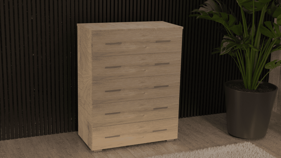 Συρταριέρα 5αρα βαθιά 90cm δρυς