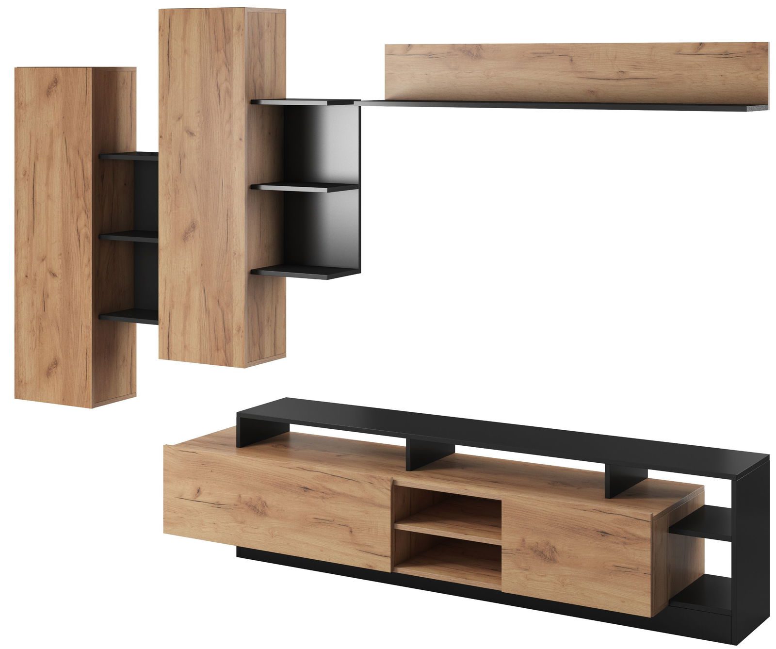 Σύνθετο σαλονιού Oak-Anthraki - Fusiko