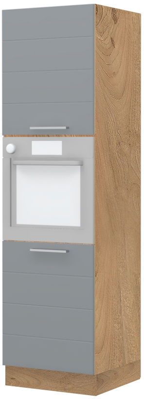 Επιδαπέδιο ντουλάπι φούρνου ψηλό Hudson K21-60-2KR-Καρυδί - Γκρι