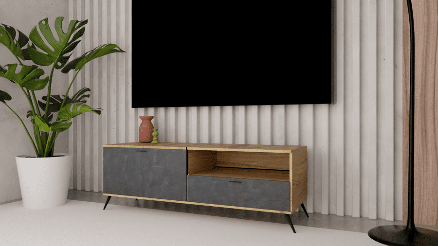 TV ECO-801 120cm μελί-μαύρη πέτρα