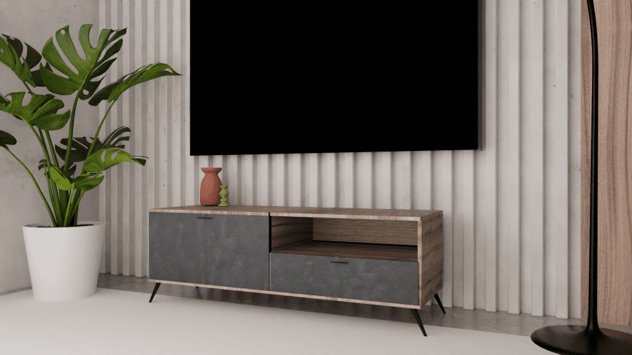 TV ECO-801 120cm σταχτί-μαύρη πέτρα