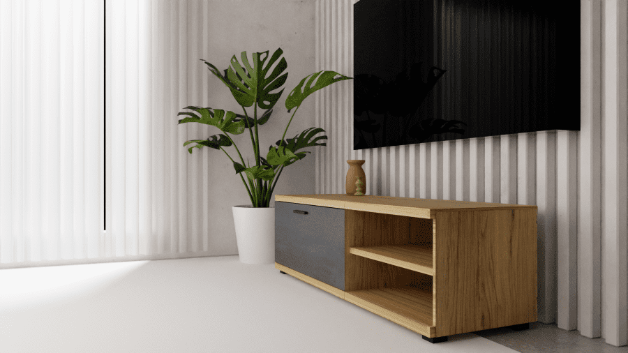 TV ECO-802 120cm μελί-μαύρη πέτρα