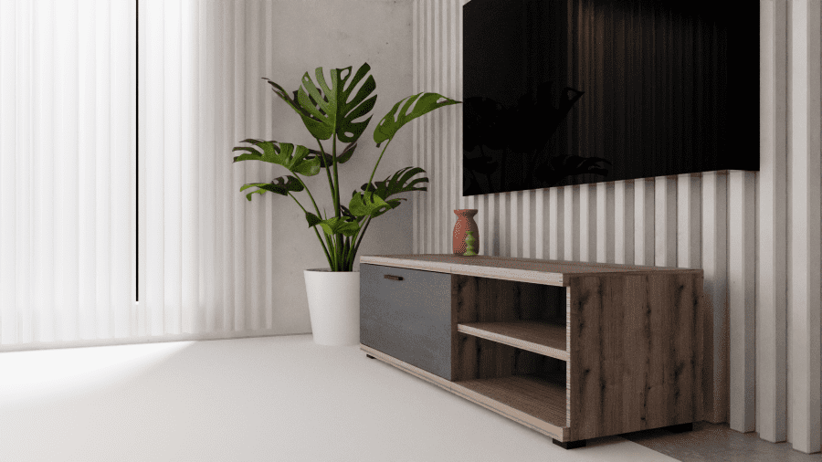 TV ECO-802 120cm σταχτί-μαύρη πέτρα