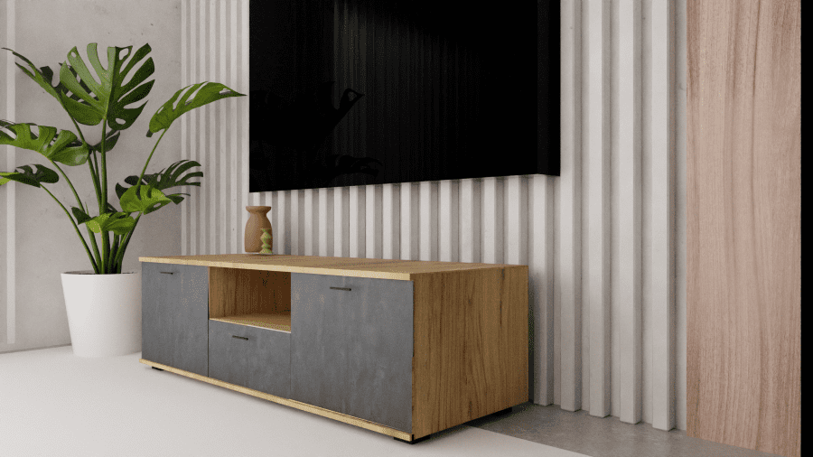 TV ECO-803 120cm μελί-μαύρη πέτρα