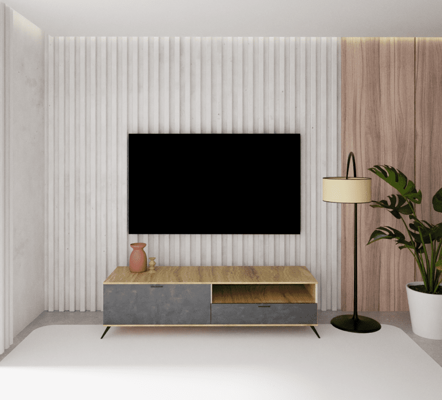 TV ECO-804 150cm μελί - μαύρη πέτρα