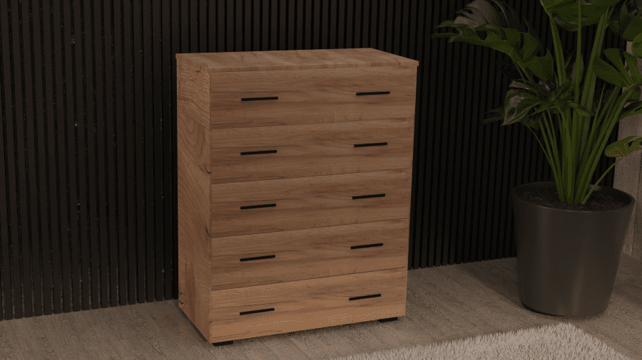 Συρταριέρα 5αρα βαθιά 90cm καρυδί