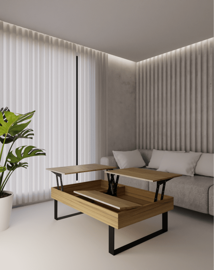 Τραπεζάκι σαλονιού ''Smart με σερβιτόρους'' μελί