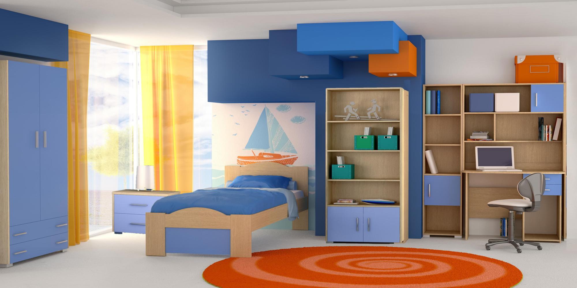 Σετ παιδικό δωμάτιο "Κύμα" δρυς-σιέλ