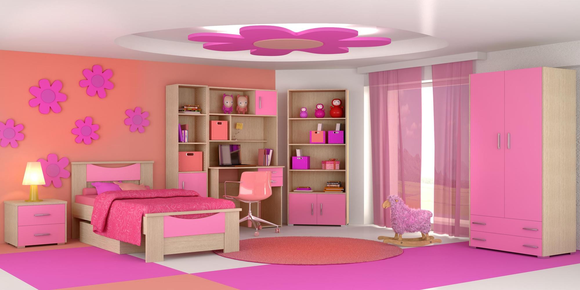 Σετ-παιδικό-δωμάτιο-Χαμόγελο-δρυς-ροζ Σετ παιδικό δωμάτιο "Χαμόγελο" δρυς-ροζ - Image 1