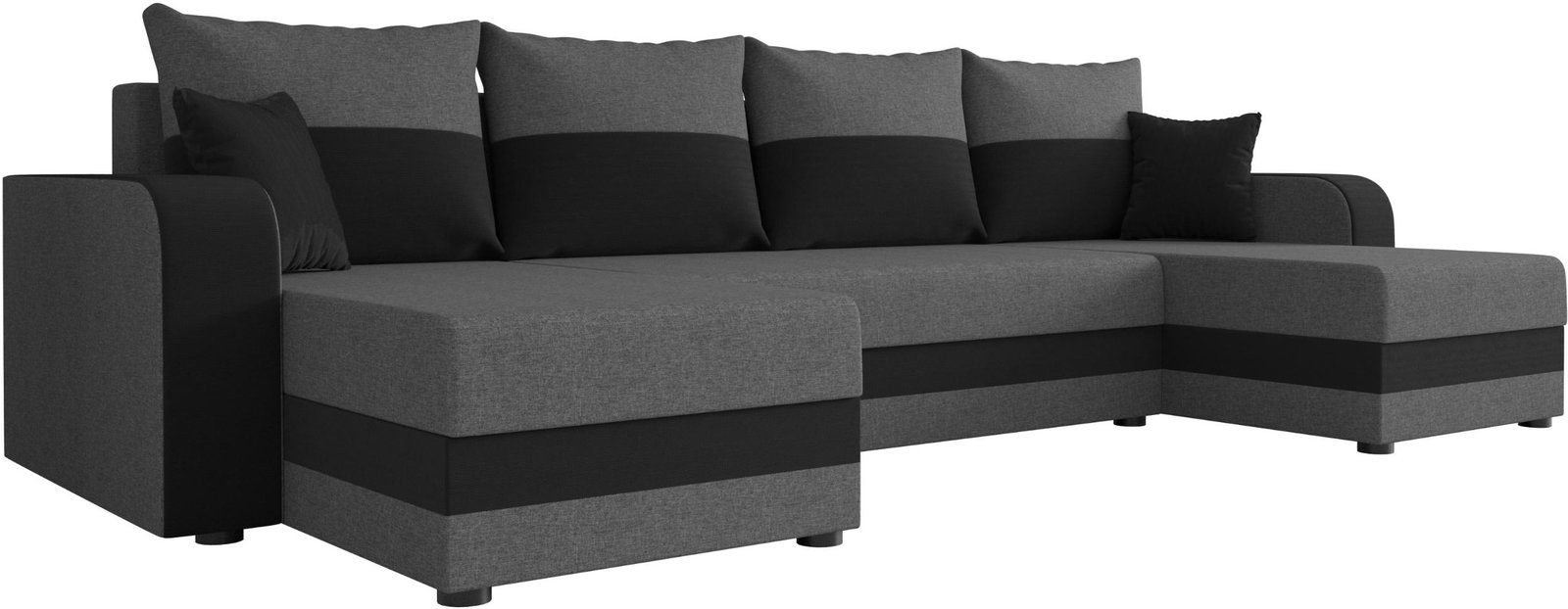 Γωνιακός καναπές Dennis U-Gkri skouro - Mavro