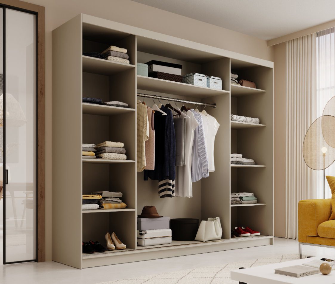 Ντουλάπα Velvora 250 συρόμενη-Cashmere - Image 4