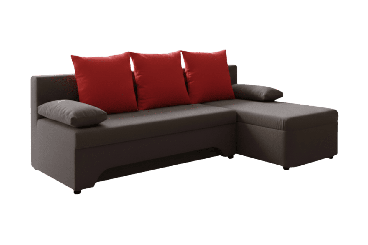 Γωνιακός καναπές Lamor-Γκρι - Κόκκινο