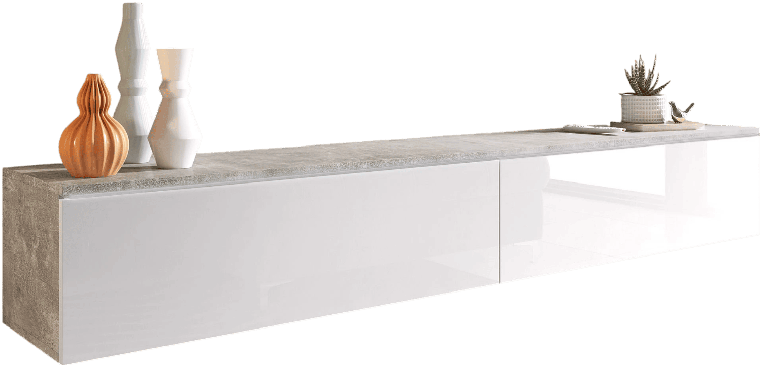 Έπιπλο τηλεόρασης  Lowboard D 180-Γκρι - Λευκό